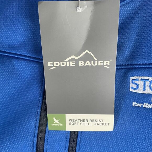 NEW Eddie Bauer Jacket Mens Medium Blue Stoughton Weather Resist Softshell - Picture 9 of 16